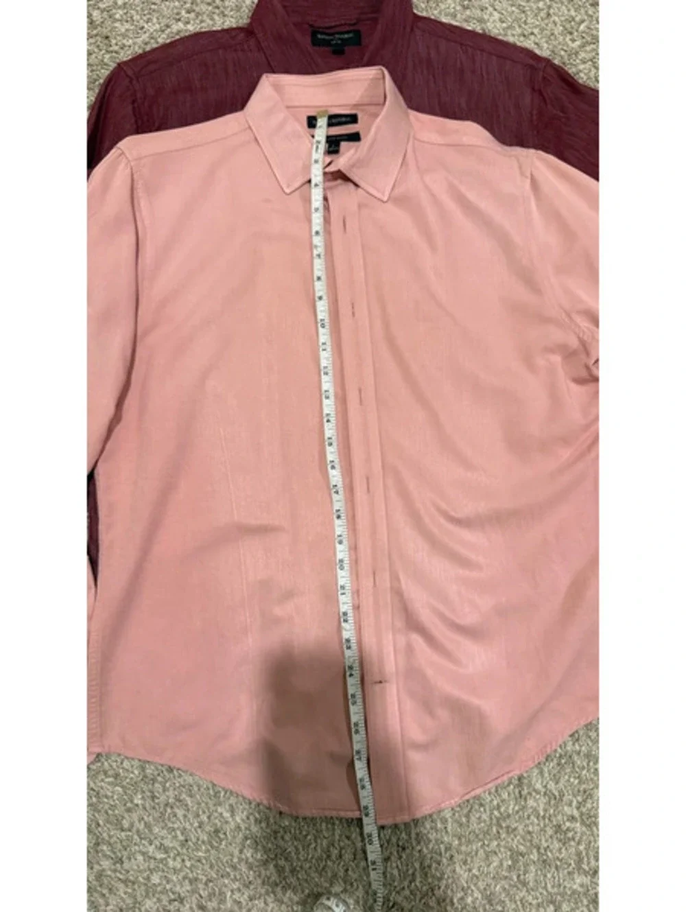 Banana Republic L Untucked Slim Shirt Lot 2 Burgundy Pink
